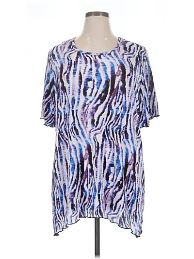 Pre-owned Maggie Barnes Short Sleeve Blouse In Blue