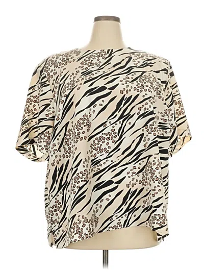 Pre-owned Maggie Barnes Short Sleeve Blouse In Ivory