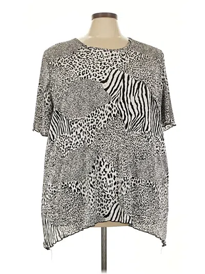 Pre-owned Maggie Barnes Short Sleeve Blouse In Silver