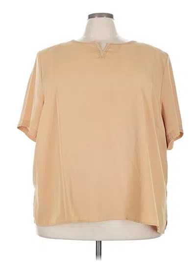 Pre-owned Maggie Barnes Short Sleeve Blouse In Tan