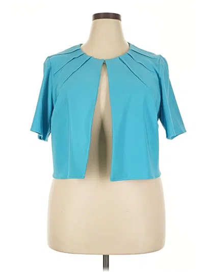 Pre-owned Maggie Barnes Short Sleeve Blouse In Teal
