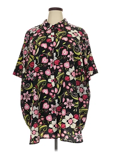 Pre-owned Maggie Barnes Short Sleeve Button Down Shirt In Black
