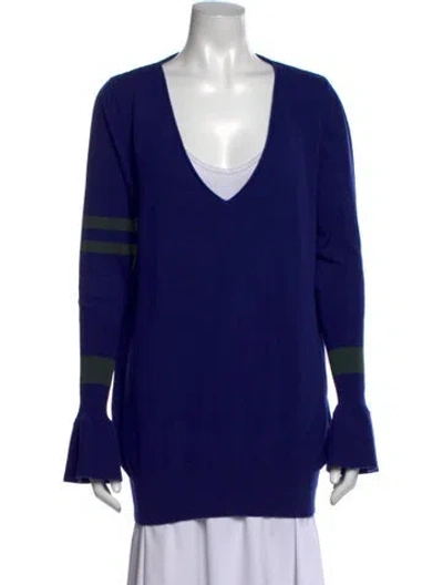 Pre-owned Maggie Marilyn Merino Wool Striped Sweater In Blue