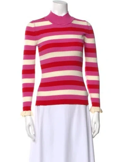 Pre-owned Maggie Marilyn Merino Wool Striped Sweater In Pink