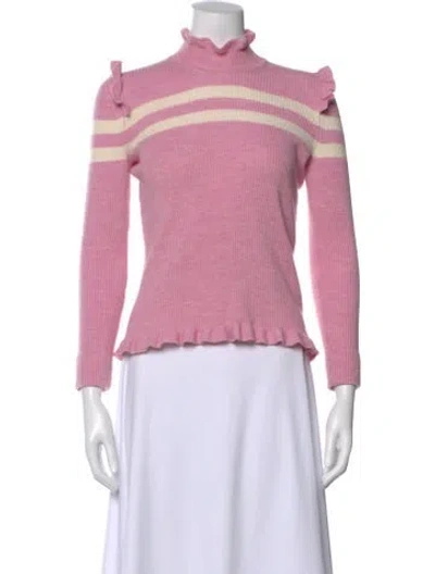 Pre-owned Maggie Marilyn Merino Wool Striped Sweater In Pink