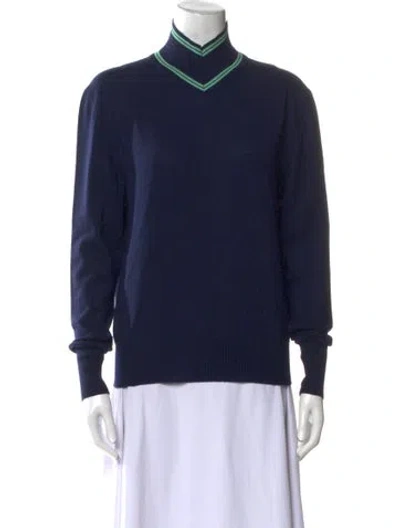 Pre-owned Maggie Marilyn Merino Wool Turtleneck Sweater In Blue