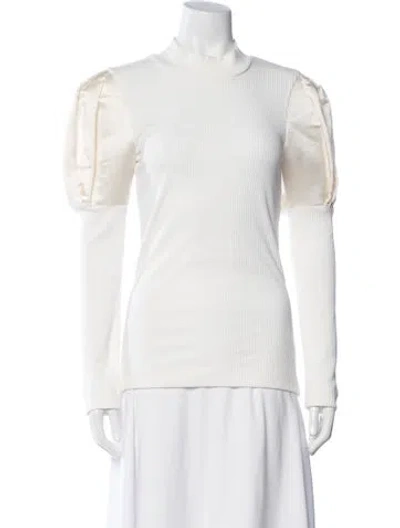 Pre-owned Maggie Marilyn Mock Neck Long Sleeve Top In White
