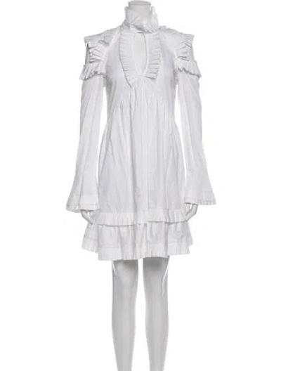 Pre-owned Maggie Marilyn Mock Neck Mini Dress In White