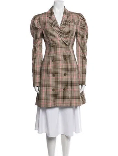 Pre-owned Maggie Marilyn Plaid Print Coat In Brown