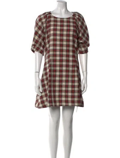 Pre-owned Maggie Marilyn Plaid Print Mini Dress In Neutral