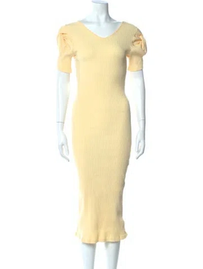 Pre-owned Maggie Marilyn Scoop Neck Midi Length Dress In Yellow