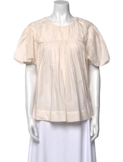 Pre-owned Maggie Marilyn Scoop Neck Short Sleeve Blouse In Neutral
