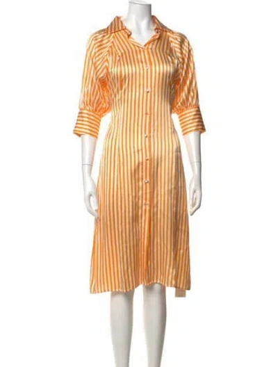 Pre-owned Maggie Marilyn Silk Midi Length Dress In Orange
