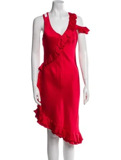 Pre-owned Maggie Marilyn Silk Midi Length Dress In Red