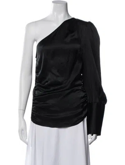 Pre-owned Maggie Marilyn Silk One-shoulder Top In Black
