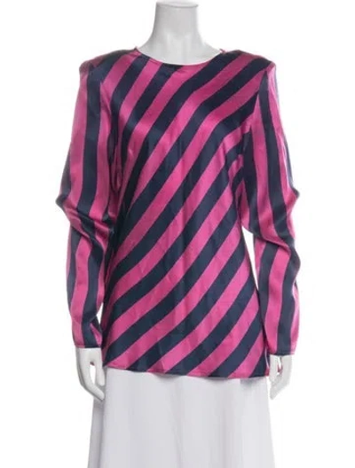 Pre-owned Maggie Marilyn Silk Striped Blouse In Green