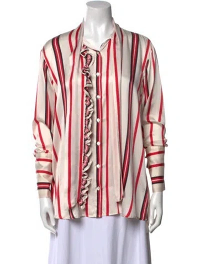 Pre-owned Maggie Marilyn Silk Striped Button-up Top In Multi