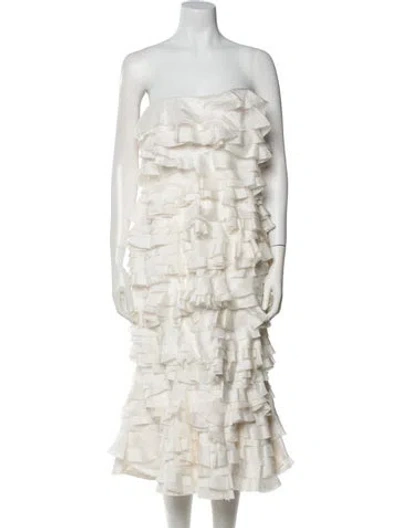 Pre-owned Maggie Marilyn Strapless Knee-length Dress In Neutral