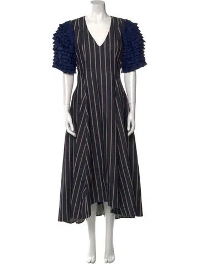 Pre-owned Maggie Marilyn Striped Long Dress In Blue