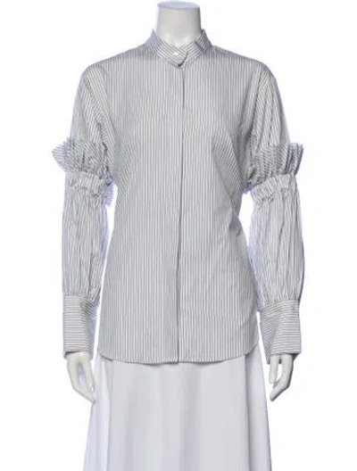 Pre-owned Maggie Marilyn Striped Long Sleeve Blouse In Gray