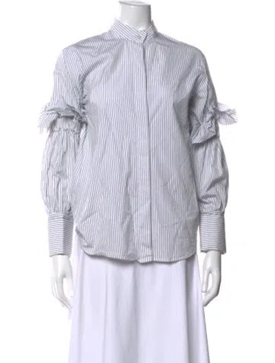 Pre-owned Maggie Marilyn Striped Long Sleeve Blouse In White