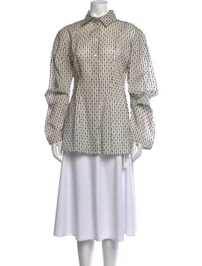 Pre-owned Maggie Marilyn Striped Long Sleeve Blouse In White