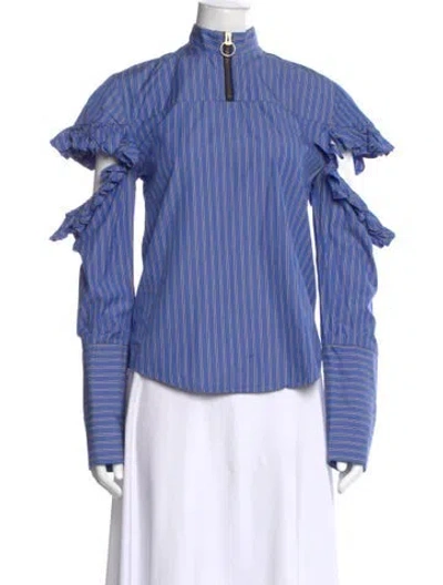 Pre-owned Maggie Marilyn Striped Long Sleeve Top In Blue