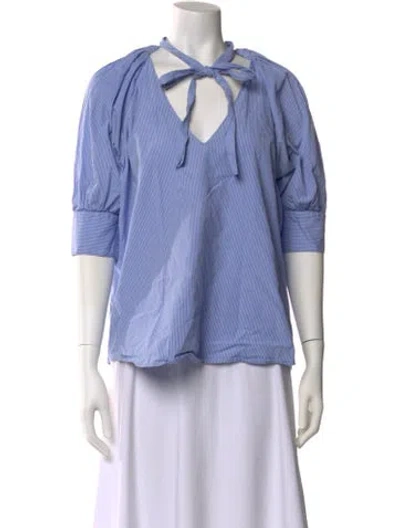 Pre-owned Maggie Marilyn Striped V-neck Blouse In Multi