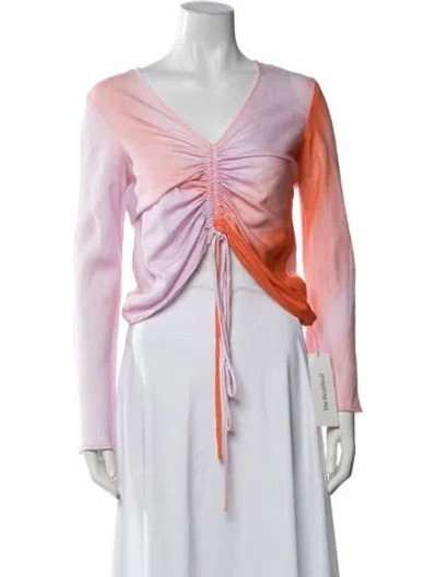 Pre-owned Maggie Marilyn Tie-dye Print V-neck Sweater In Pink