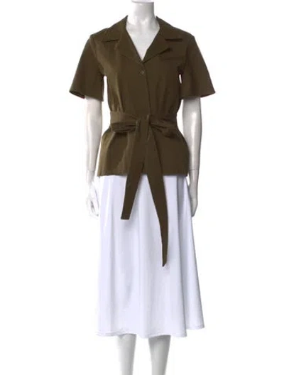 Pre-owned Maggie Marilyn V-neck Short Sleeve Blouse In Green