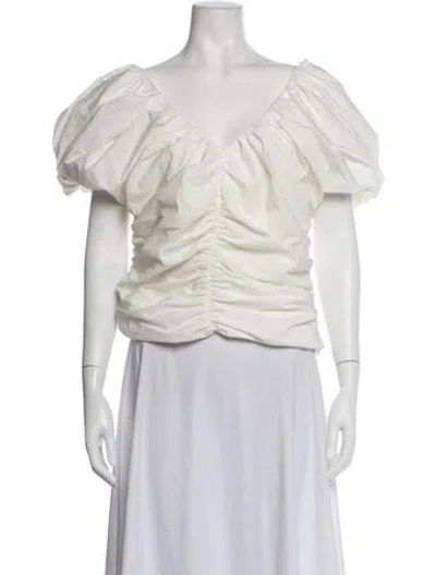Pre-owned Maggie Marilyn V-neck Short Sleeve Top In Neutrals