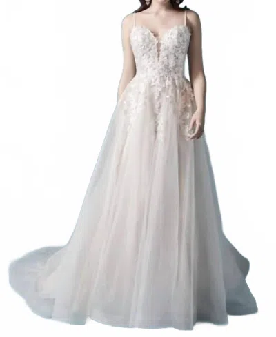 Maggie Sottero Sparkly A-line Gown In Ivory Over Champagne In Neutral