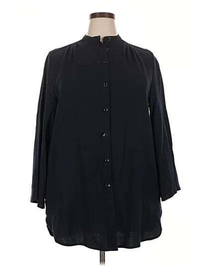 Pre-owned Maggie T 3/4 Sleeve Button Down Shirt In Black