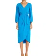 Maggy London Draped Faux Wrap Dress In Multi