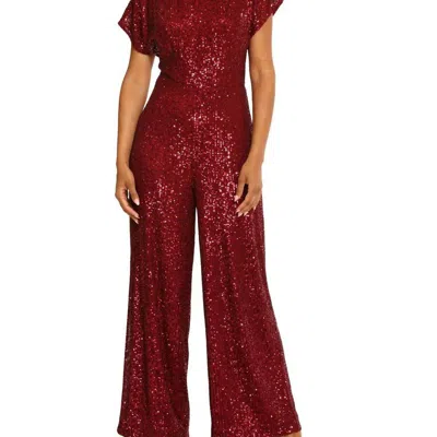 Maggy London Amber Sequin Jumpsuit In Red