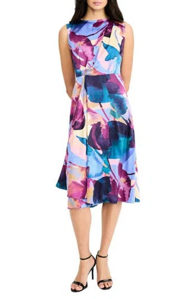 Maggy London Asymmetric A-line Midi Dress In Blue