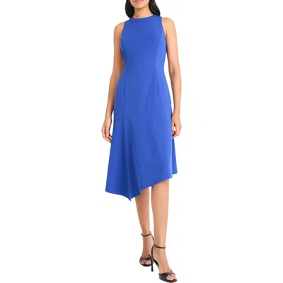 Maggy London Asymmetric Hem Fit & Flare Midi Dress In Blue