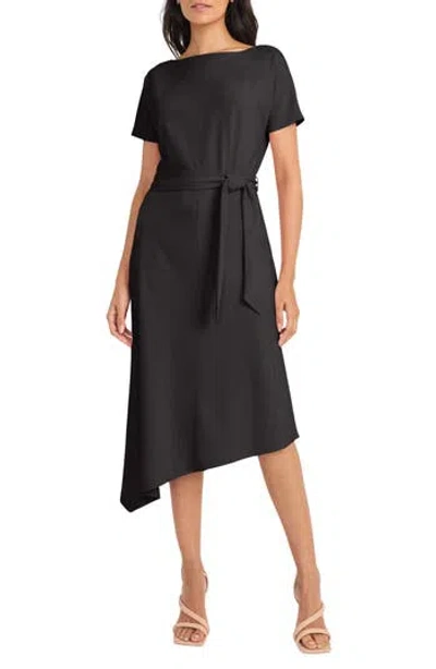 Maggy London Asymmetric Hem Midi Dress In Black