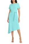Maggy London Asymmetric Hem Midi Dress In Blue