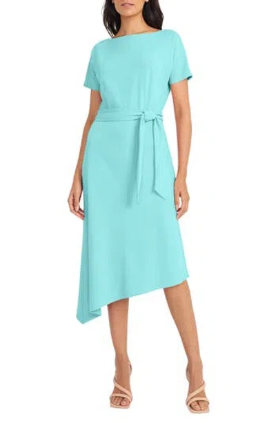 Maggy London Asymmetric Hem Midi Dress In Sea Blue
