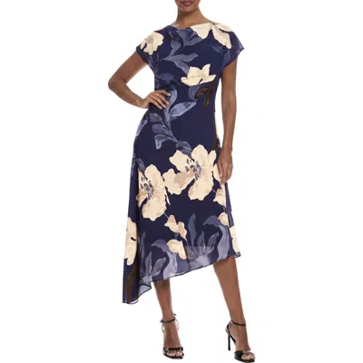 Maggy London Women's Asymmetrical Floral Midi Dress In Blue