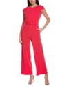 Maggy London Cap Sleeve Belted Jumpsuit In Red