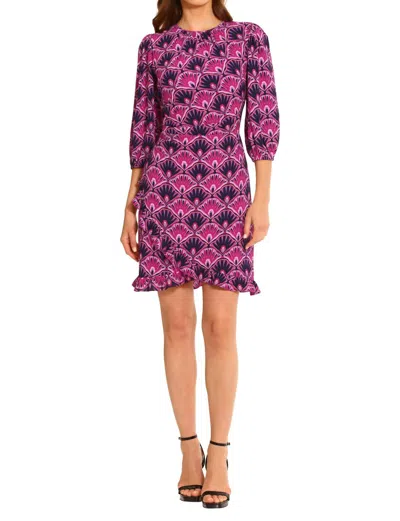 Maggy London Berry Print Dress In Pink Fan Print In Multi