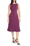 Maggy London Boat Neck Sleeveless Fit & Flare Dress In Purple