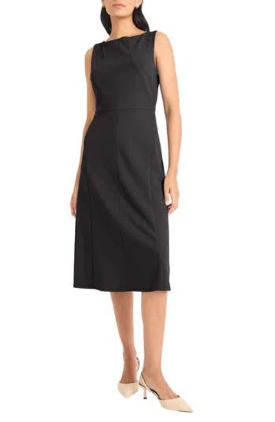 Maggy London Boat Neck Sleeveless Fit & Flare Dress In Black