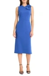 Maggy London Bow Sleeveless Midi Dress In Blue
