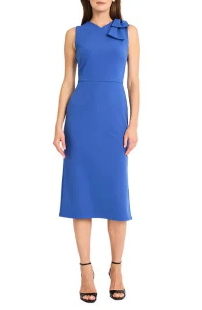 Maggy London Bow Sleeveless Midi Dress In Blue