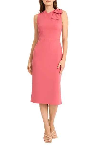 Maggy London Bow Sleeveless Midi Dress In Red