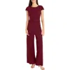 Maggy London Cap Sleeve Belted Jumpsuit In Arresting Burgundy