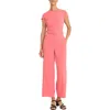 Maggy London Cap Sleeve Belted Jumpsuit In Desert Rose